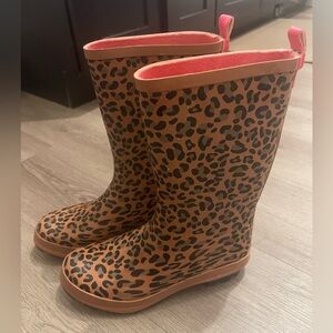 Cat and Jack Pink and Brown Animal leopard rain Boots girls 5 womens 7